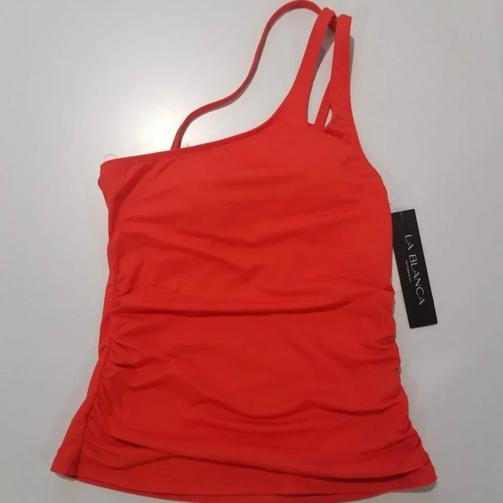 La Blanca One Shoulder Cutout Tankini Top  Paprika - Picture 5 of 7